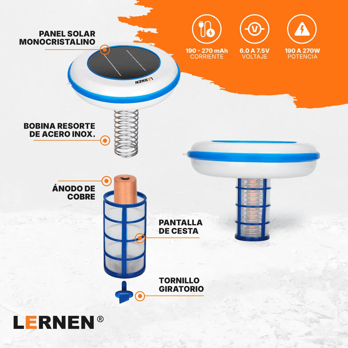 Ionizador Solar Para Piscina LERNEN + Accesorios - 130.000 Litros Lernen