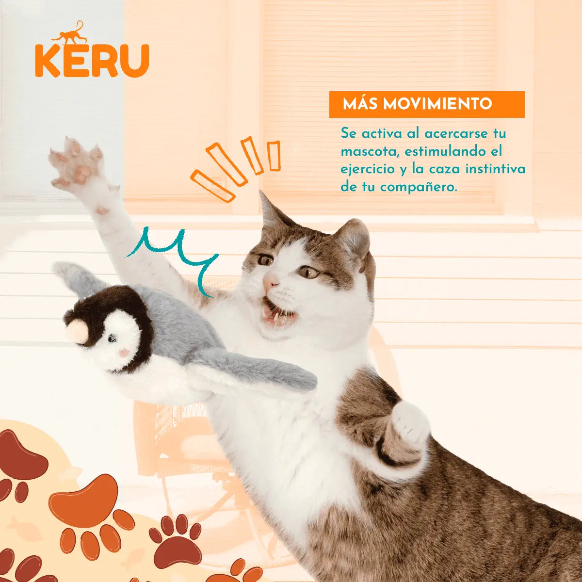 Juguete Interactivo Pájaro Volador Gris Keru