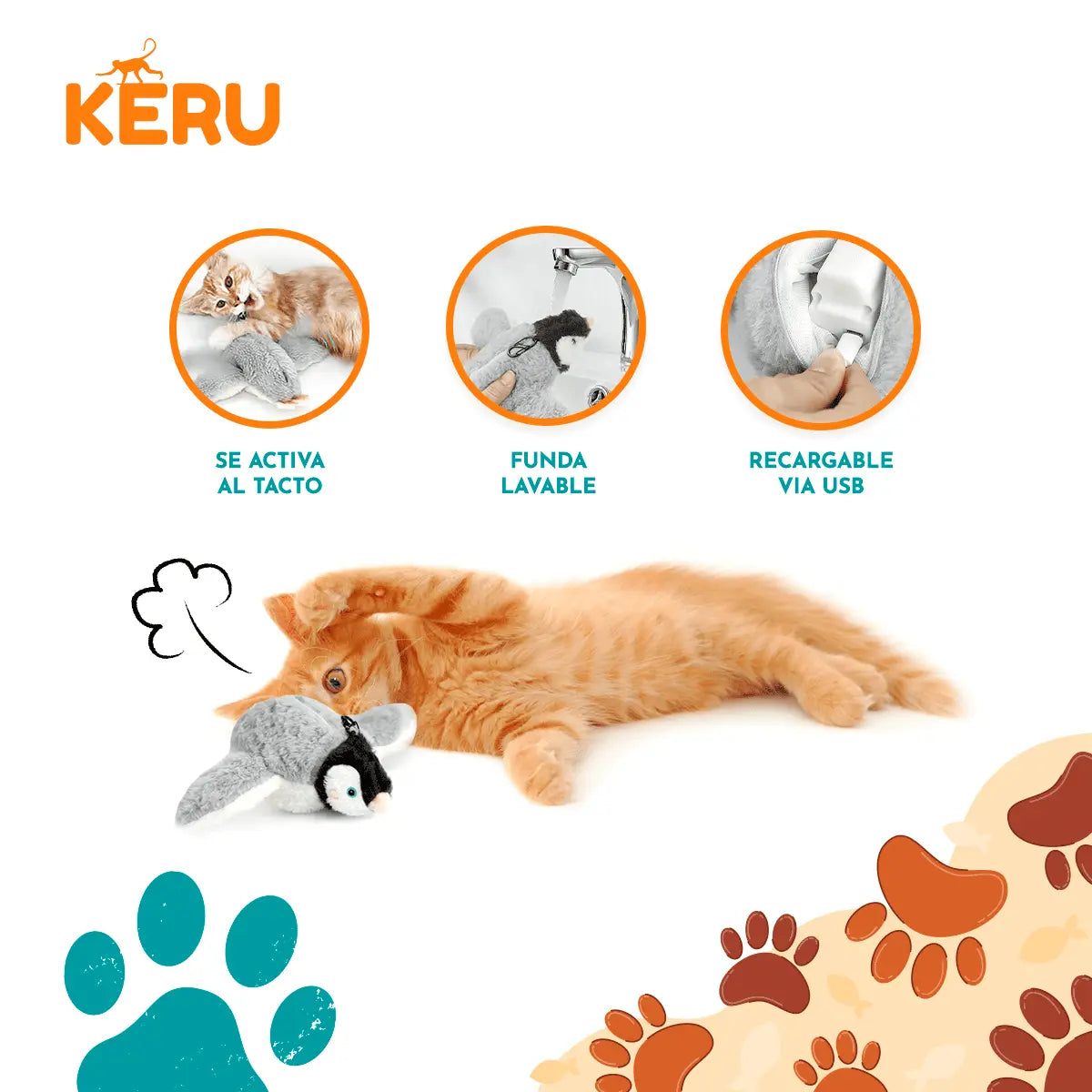 Juguete Interactivo Pájaro Volador Gris Keru