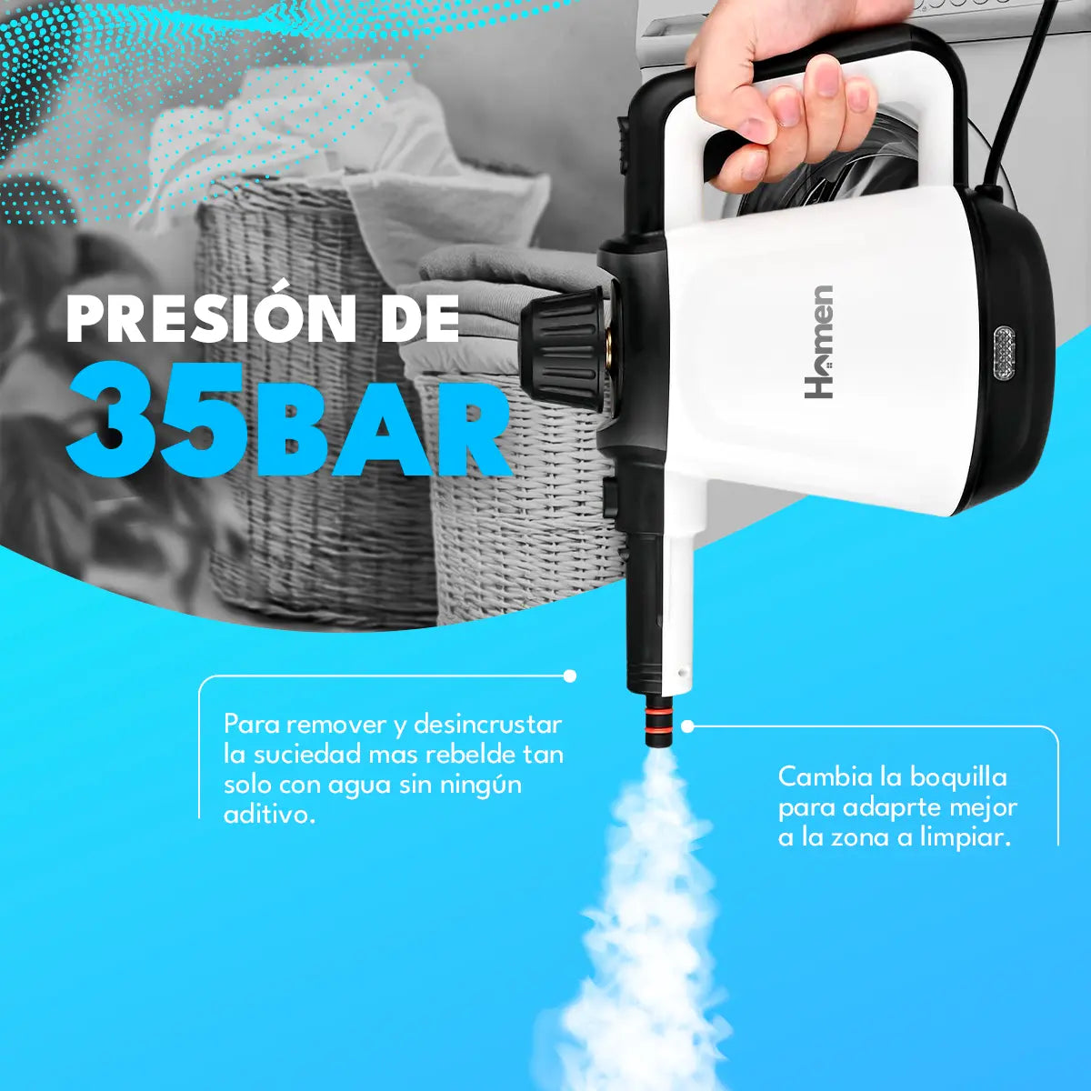 Limpiador A Vapor Pistola Limpieza Alta Presión Color Blanco Lernen