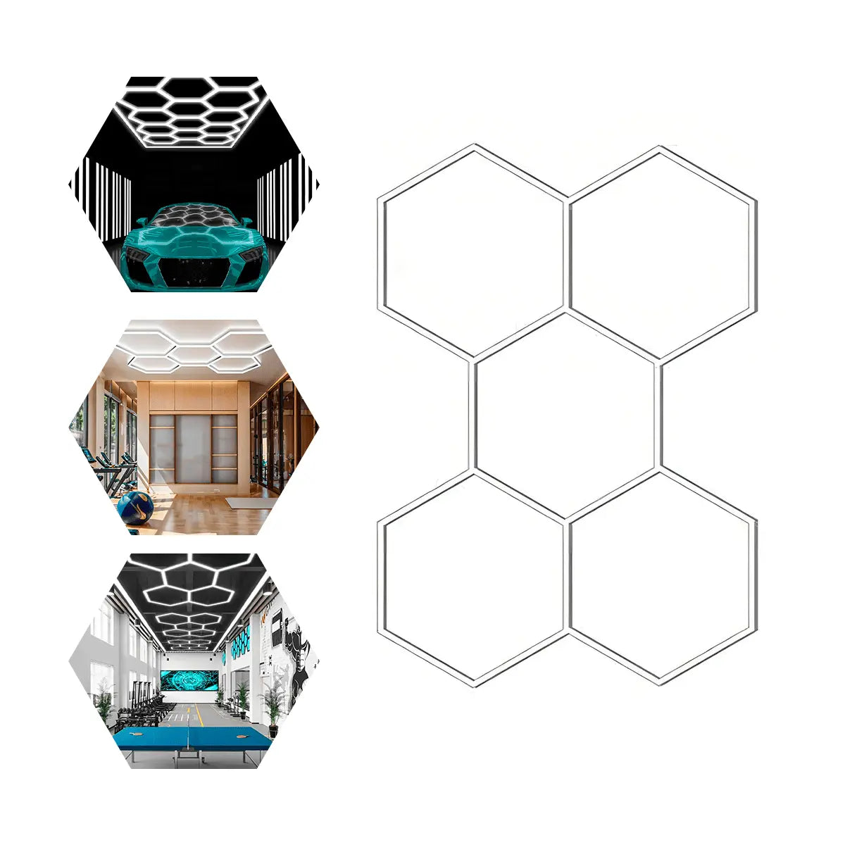 Luminaria LED Hexagonal Bitbyte 192W Blanca Fría 6500K Para Techo Bitbyte