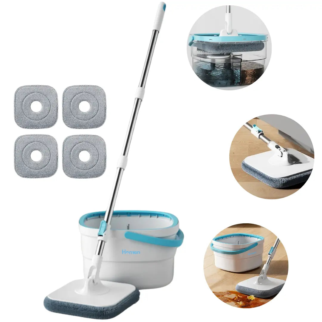 Trapeador Mopa 360 Con Balde Giratorio Centrifugo Microfibra Homen