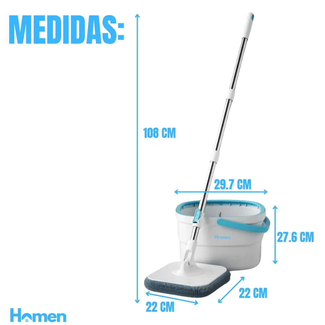 Trapeador Mopa 360 Con Balde Giratorio Centrifugo Microfibra Homen