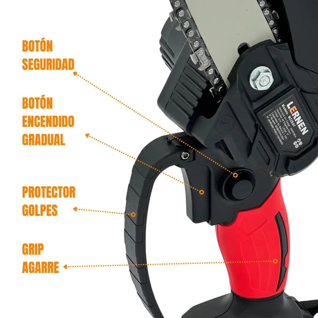 Motosierra Podadora Eléctrica 4 pulgadas LERNEN + 2 Baterías Lernen