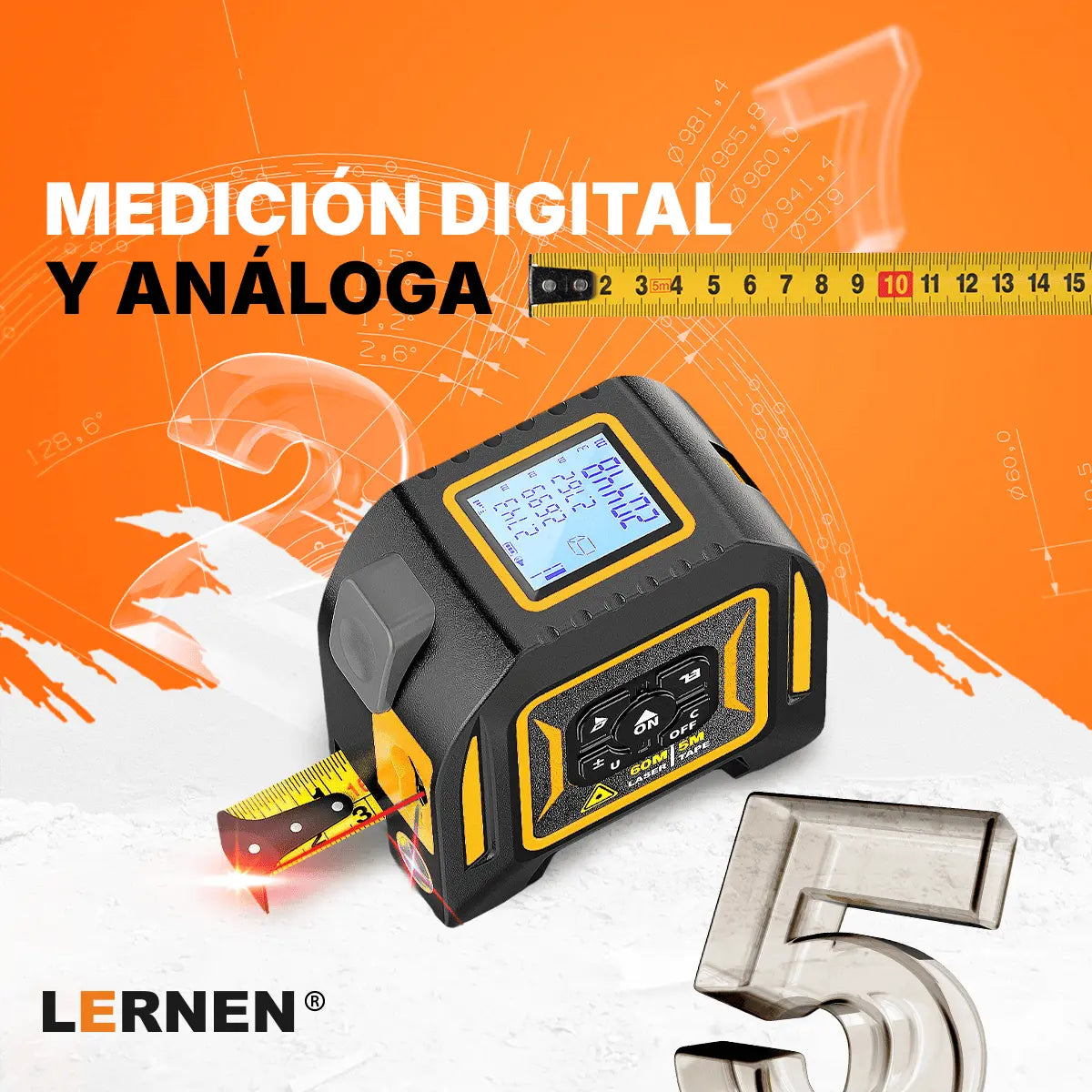 Medidor Distancia Láser Telémetro Con Huincha Lernen