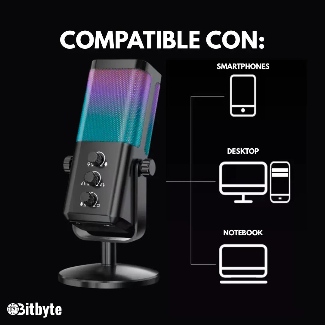 Micrófono de Streaming Podcast RGB Bitbyte M7 Gamer Bitbyte