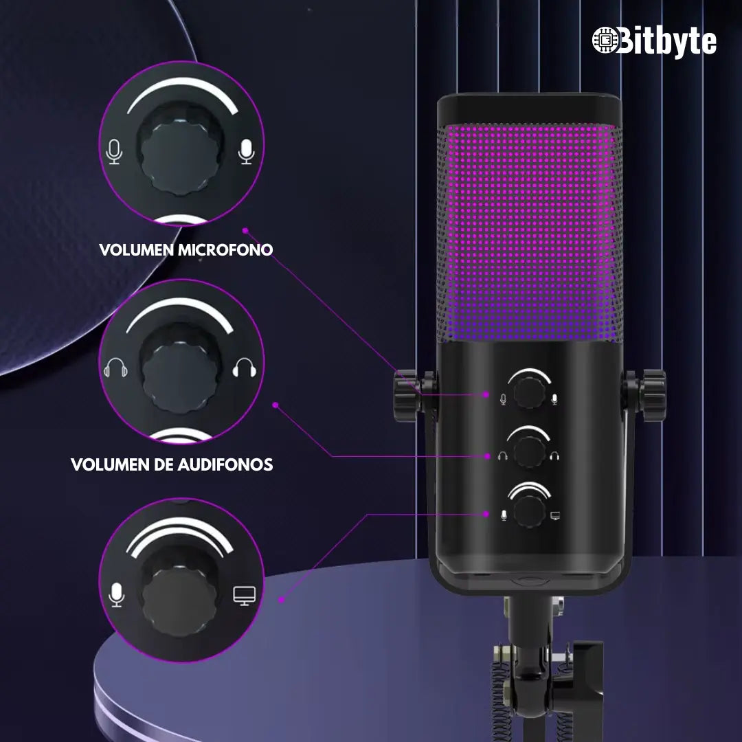 Micrófono de Streaming Podcast RGB Bitbyte