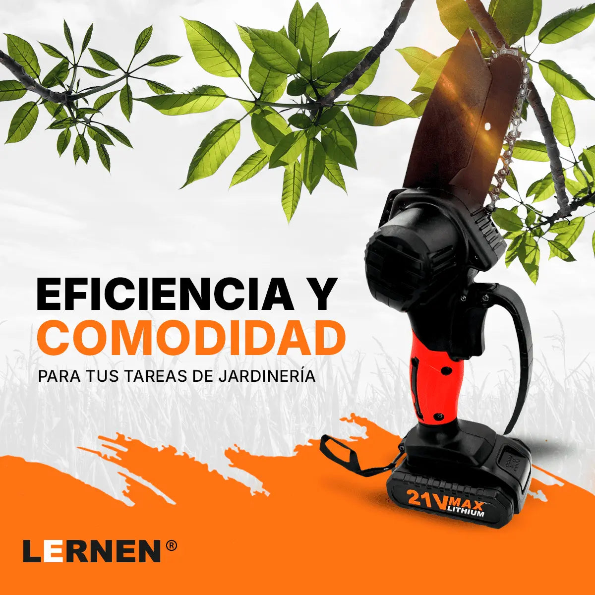 Motosierra Podadora Eléctrica 4 pulgadas LERNEN + 2 Baterías Lernen