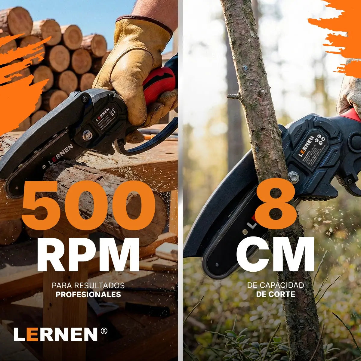 Motosierra Podadora Eléctrica 4 pulgadas LERNEN + 2 Baterías Lernen