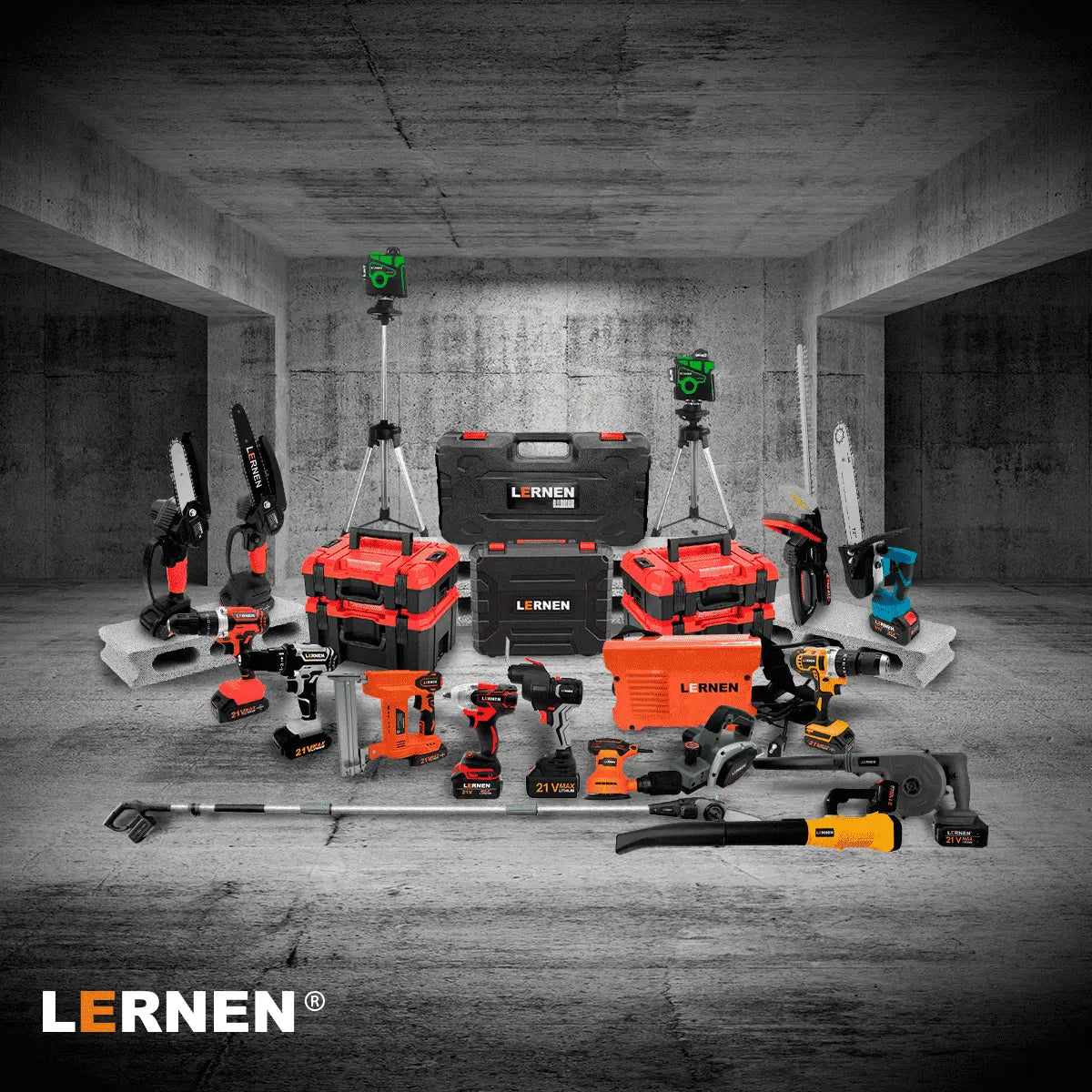 Motosierra Podadora Inalámbrica 16'' + 2 Baterías + Cadenas Lernen