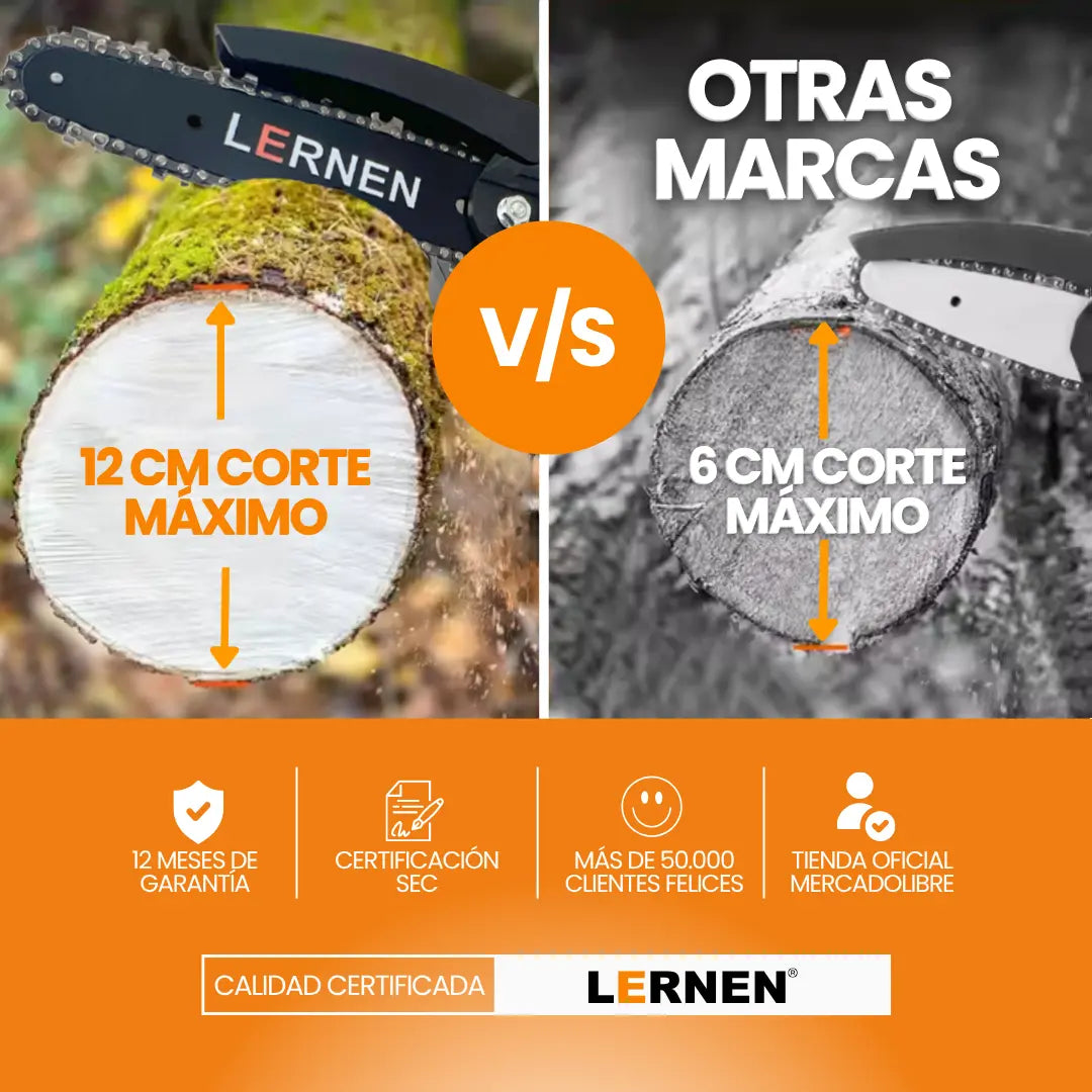 Motosierra Podadora Eléctrica 6 Pulgadas LERNEN + 2 Baterías Lernen
