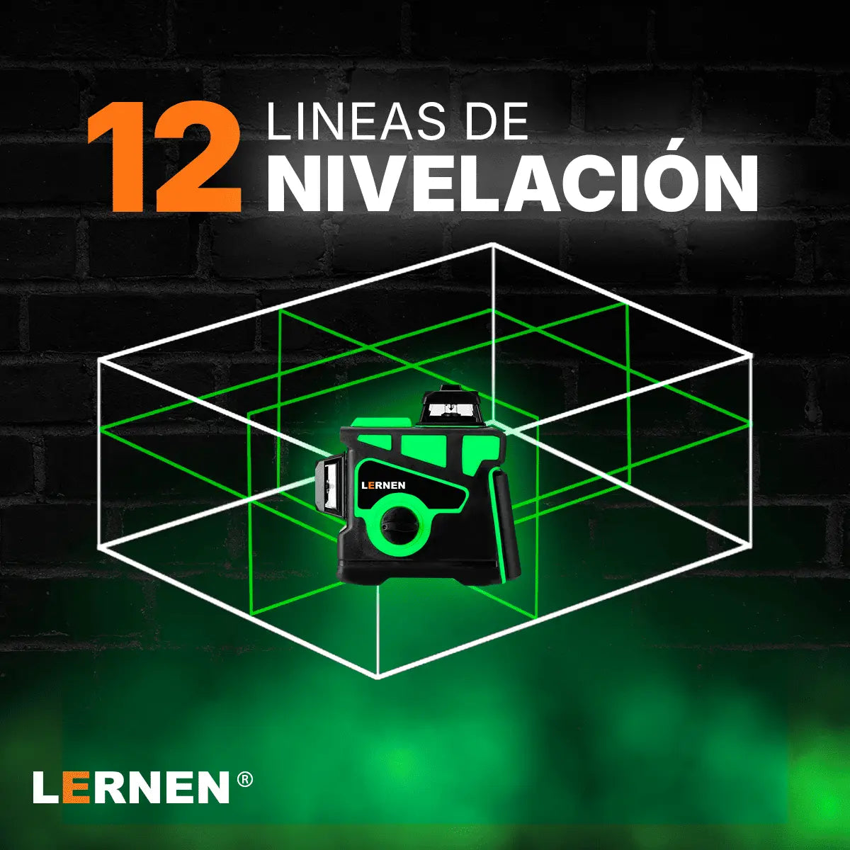 Nivel Laser Profesional 12 Líneas LERNEN + Maletín + Trípode Lernen
