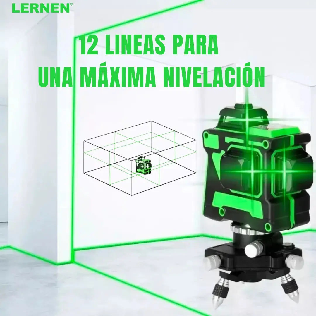 Nivel Laser Profesional 12 Líneas LERNEN + Maletín + Trípode Lernen