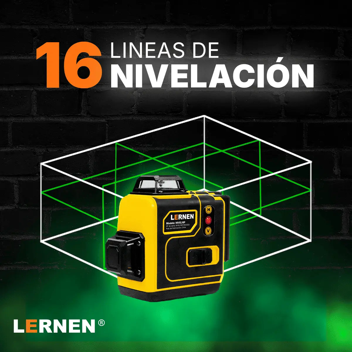 Nivel Laser Profesional 16 Líneas LERNEN + Maletín + Trípode Lernen