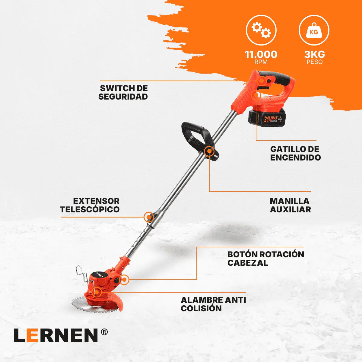 Orilladora de Pasto Telescópica Lernen Lernen