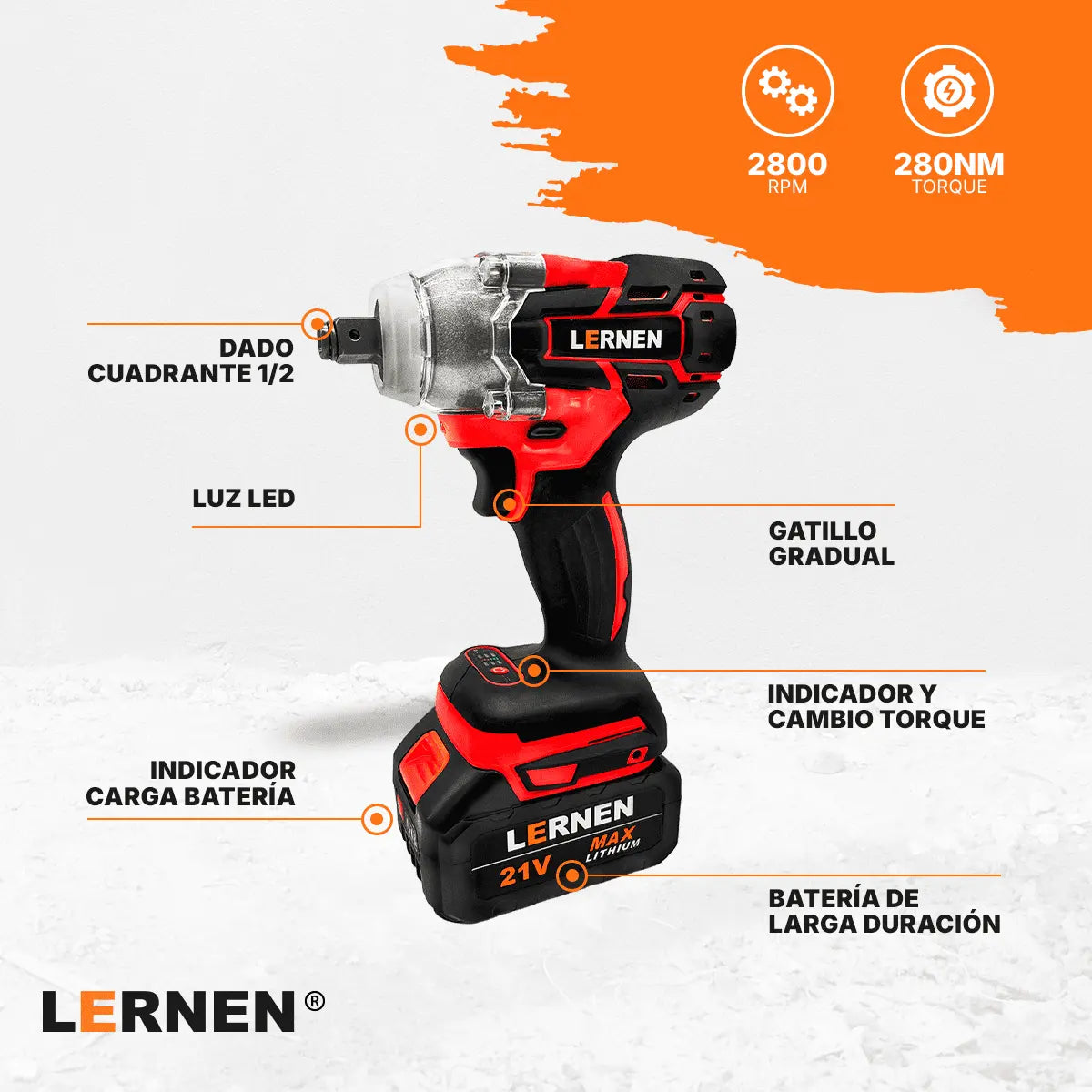 Pack Brushless Taladro y Llave Impacto LERNEN + Bolso + Accesorios Lernen