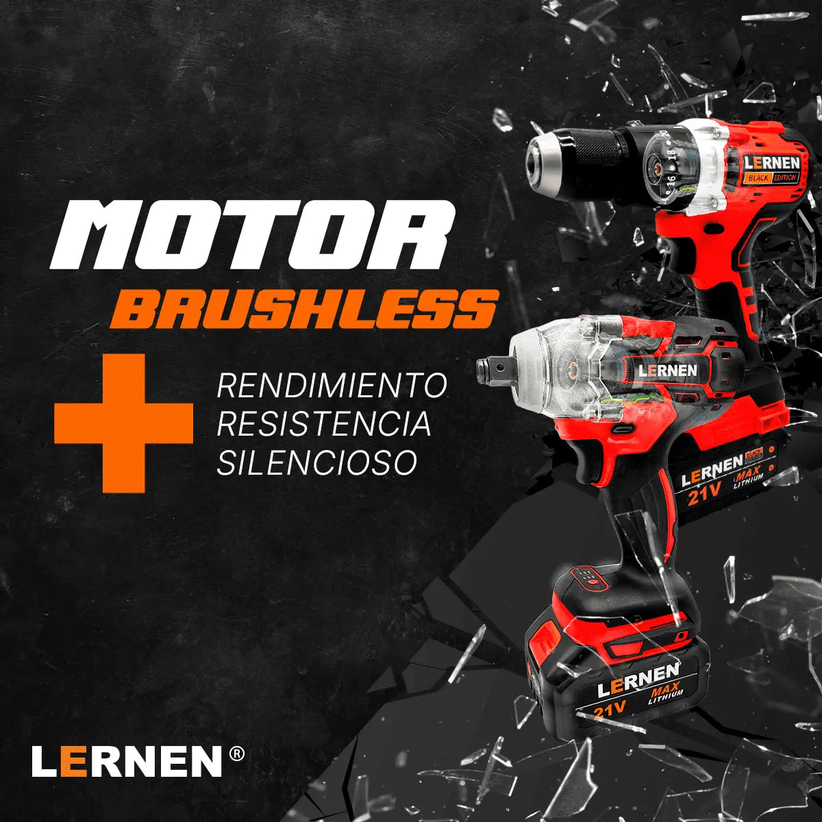Pack Brushless Taladro y Llave Impacto LERNEN + Bolso + Accesorios Lernen