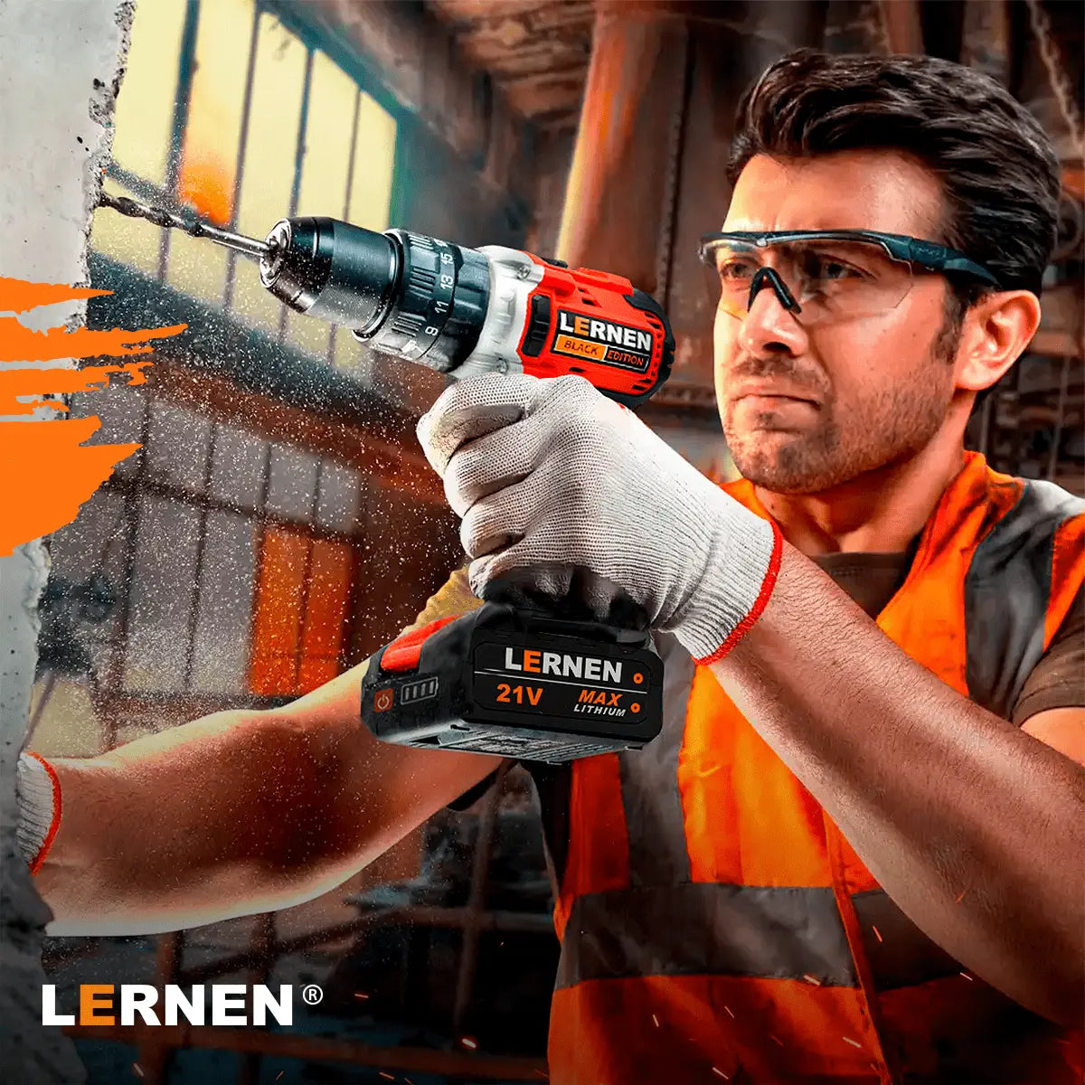 Pack Esmeril Inalámbrico 125 MM + Taladro Percutor Brushless + 2 Baterías + Accesorios Lernen