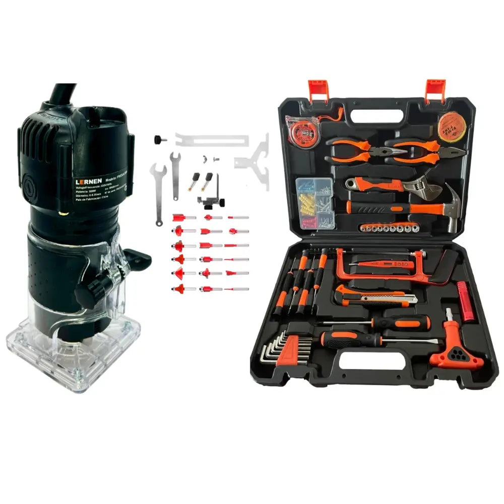 Pack Fresadora Router Tupi + Set De 150 Herramientas