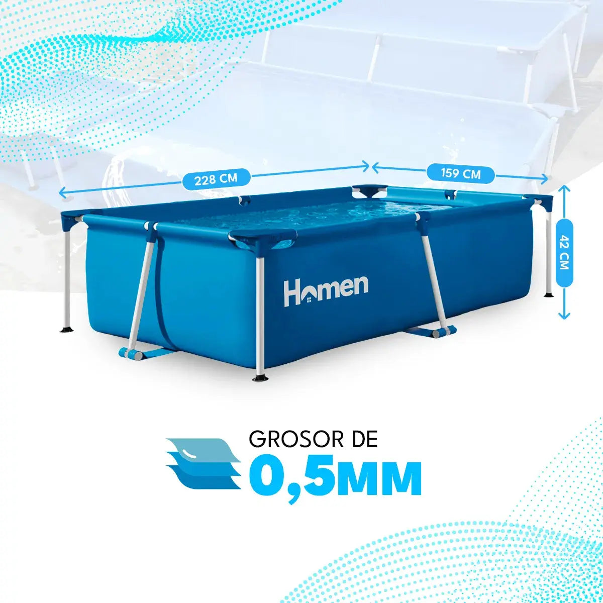 Piscina Estructural Rectangular 228x159 Cm Homen + Parches 1520Lt Homen