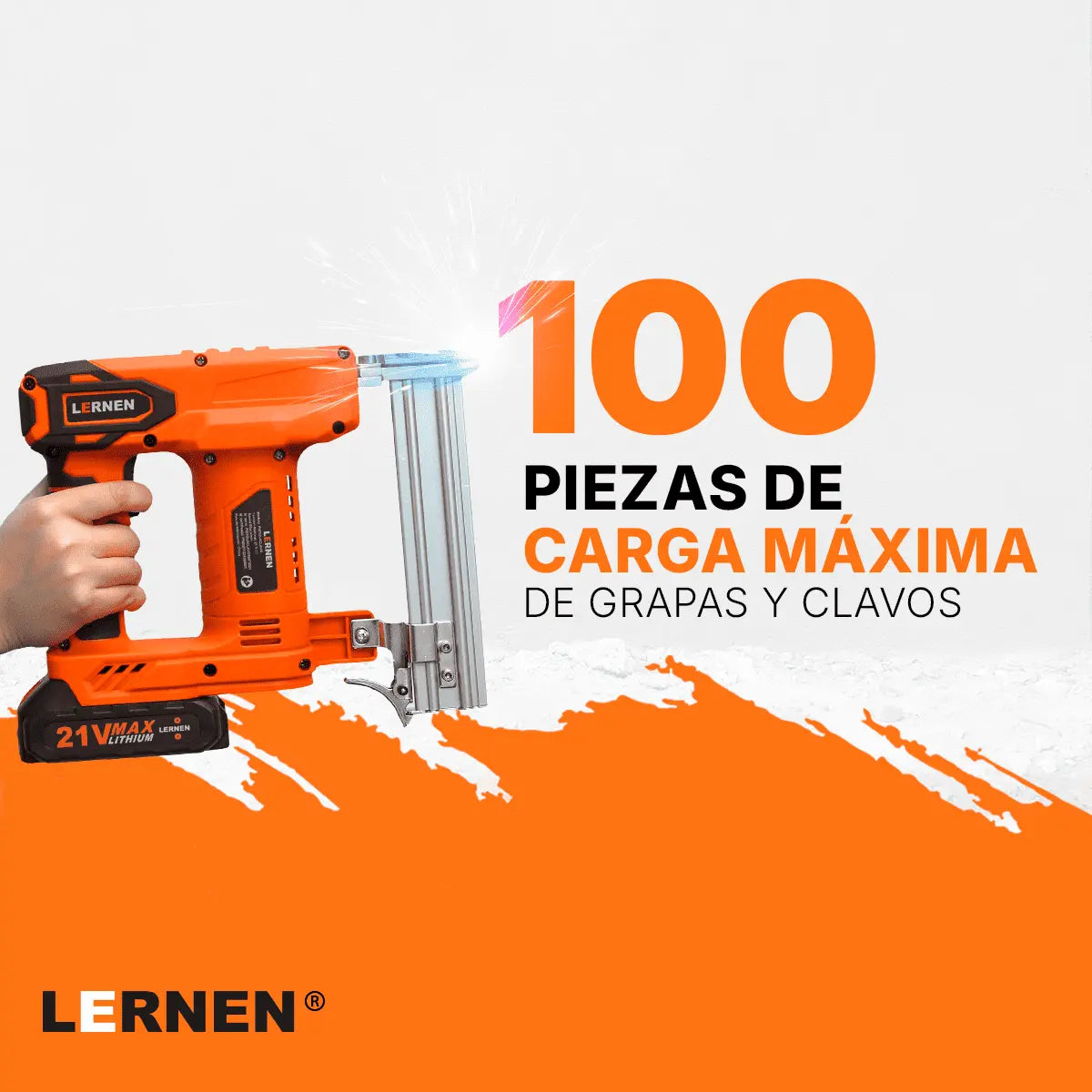 Pistola De Clavos Y Grapas Inalámbrica LERNEN + 2 Baterías Lernen