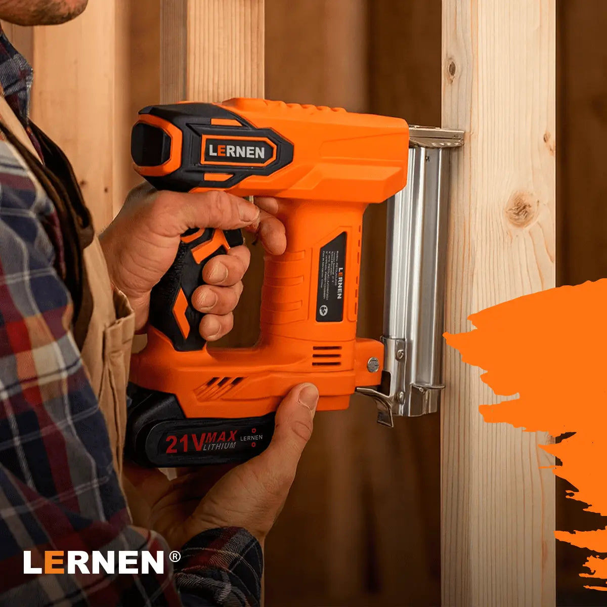 Pistola De Clavos Y Grapas Inalámbrica LERNEN + 2 Baterías Lernen