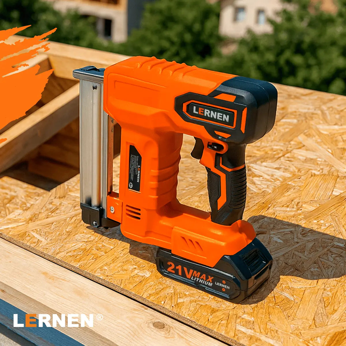 Pistola De Clavos Y Grapas Inalámbrica LERNEN + 2 Baterías Lernen