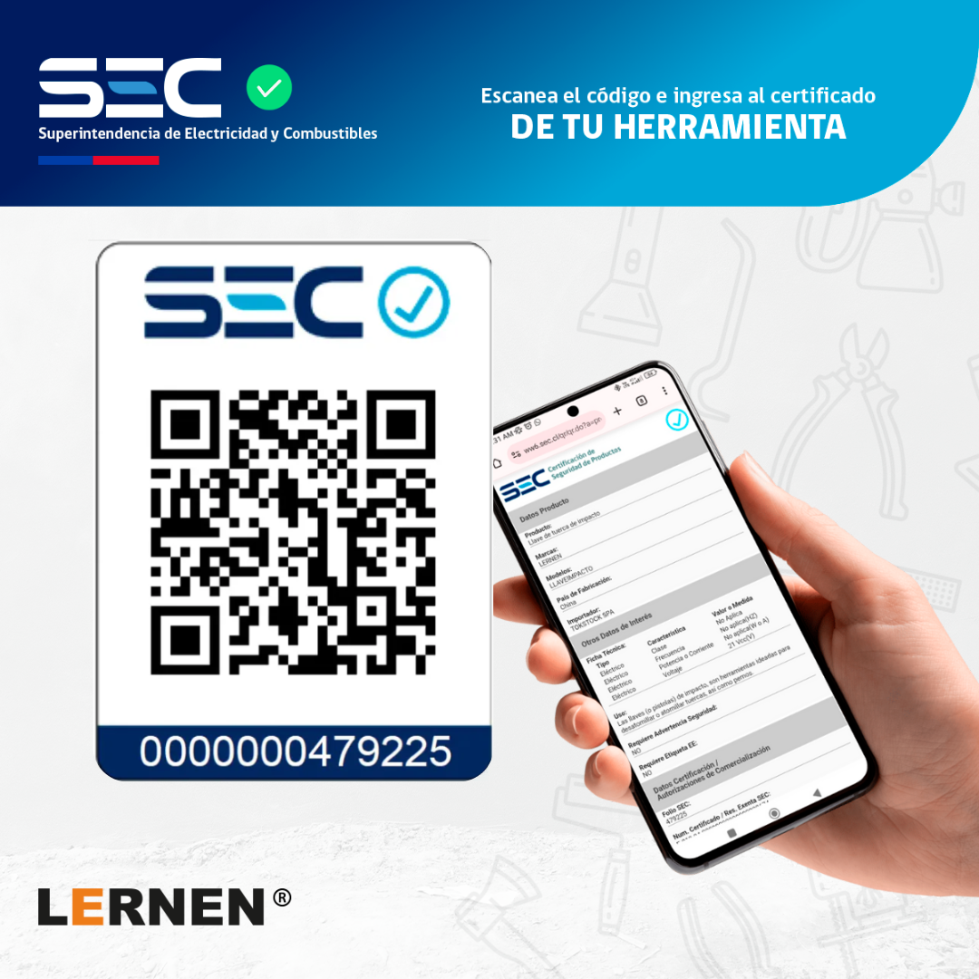 Llave Impacto 1/2" Inalámbrica LERNEN 21V + 2 Baterías + Acc Lernen