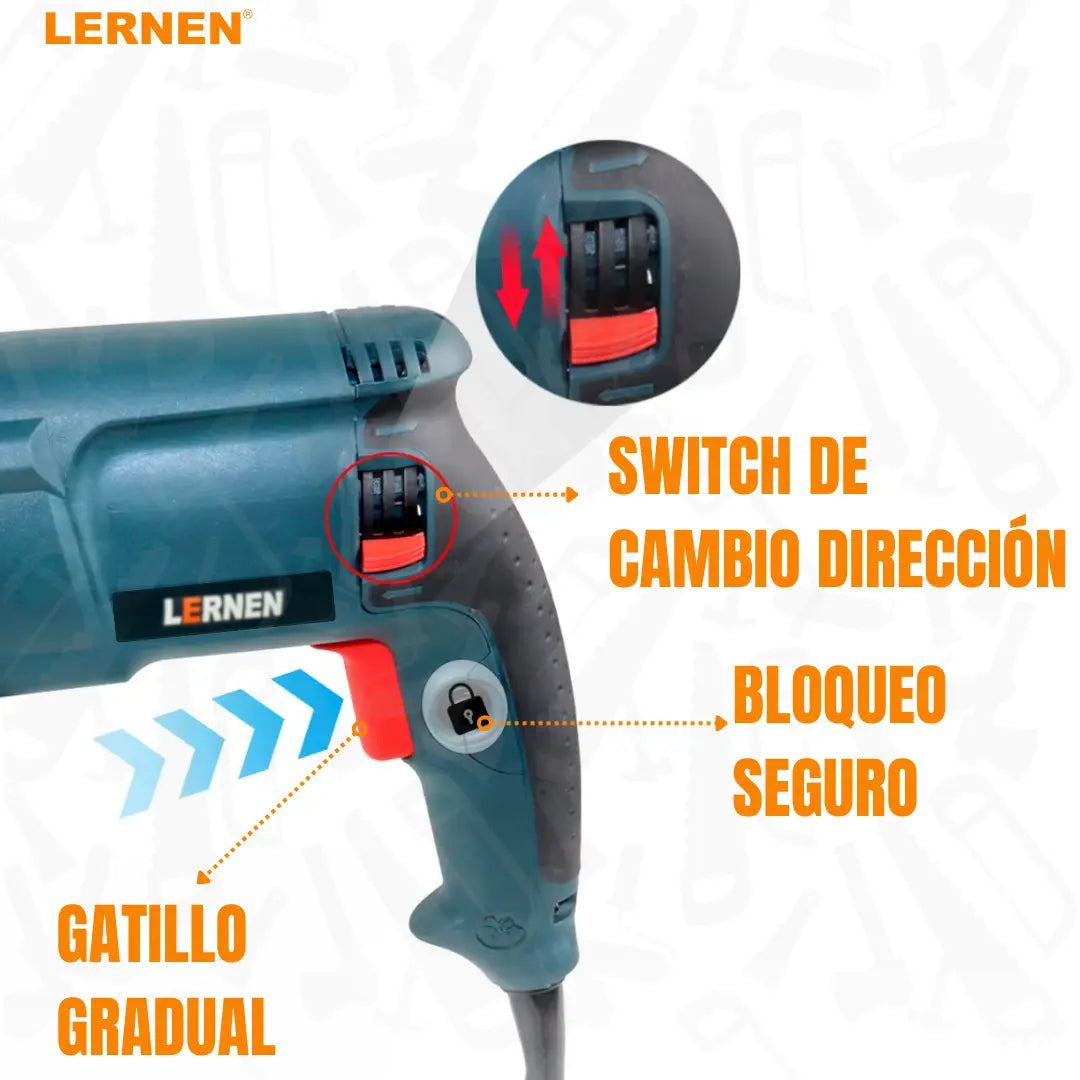 Kit Rotomartillo 800 W LERNEN+ Maletín Portátil + Accesorios Lernen
