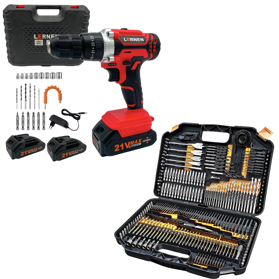 Pack Taladro Percutor + Set 246 Brocas Lernen