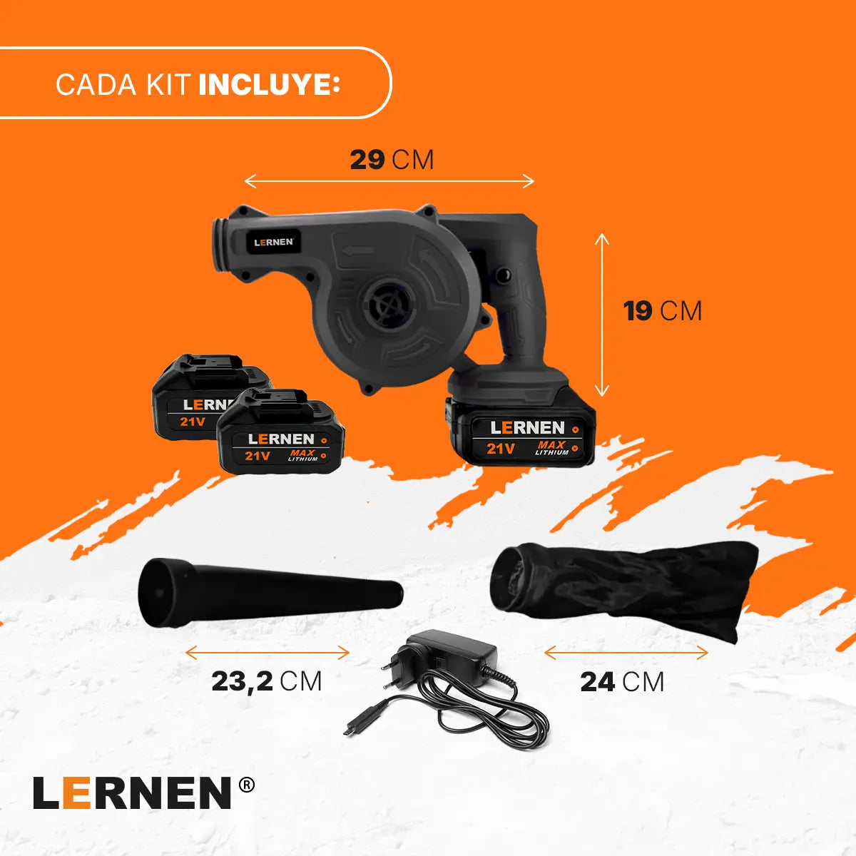 Sopladora Aspiradora Lernen Inalámbrica Con 2 Baterías Lernen
