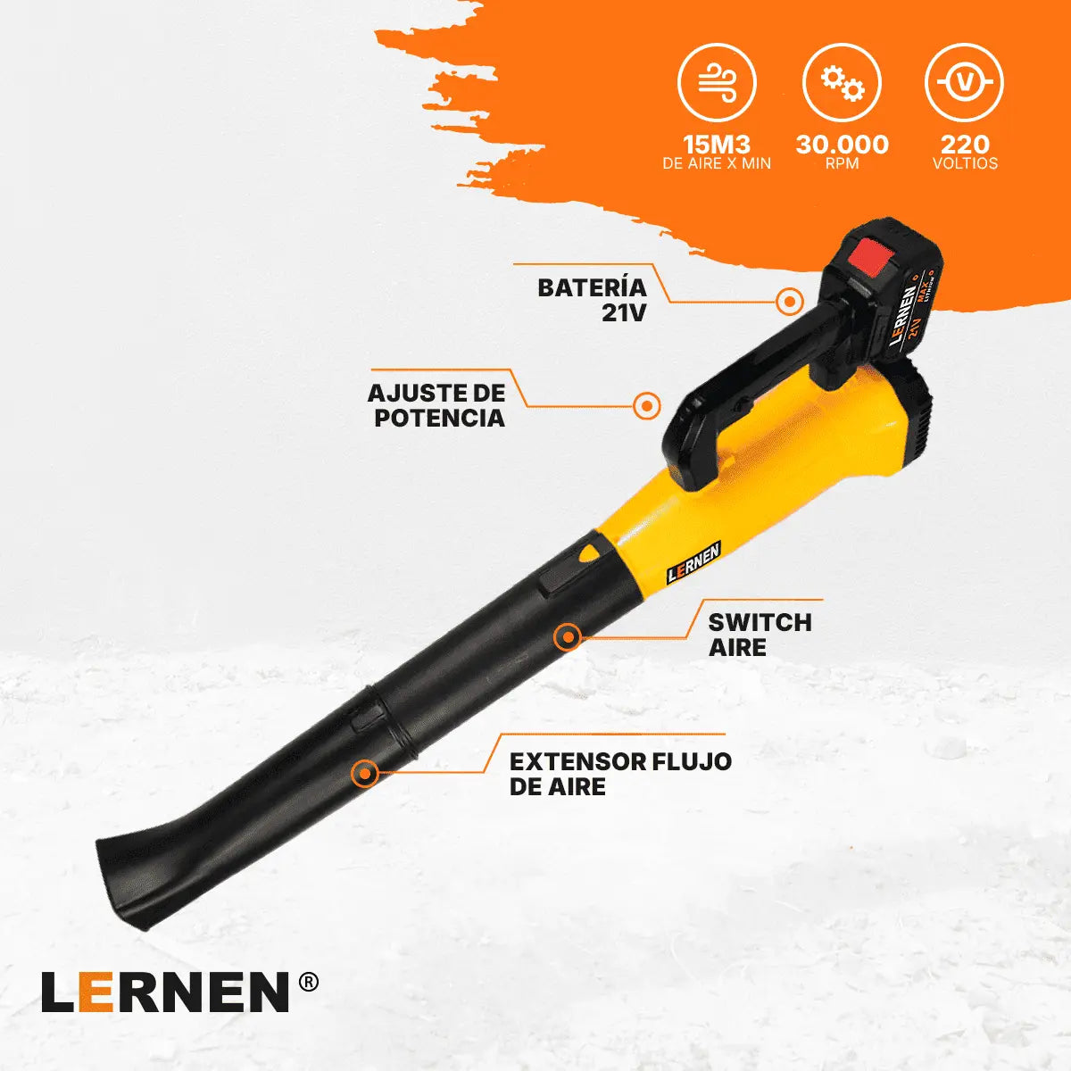 Sopladora Inalámbrica Lernen Pro A Batería 21v Lernen