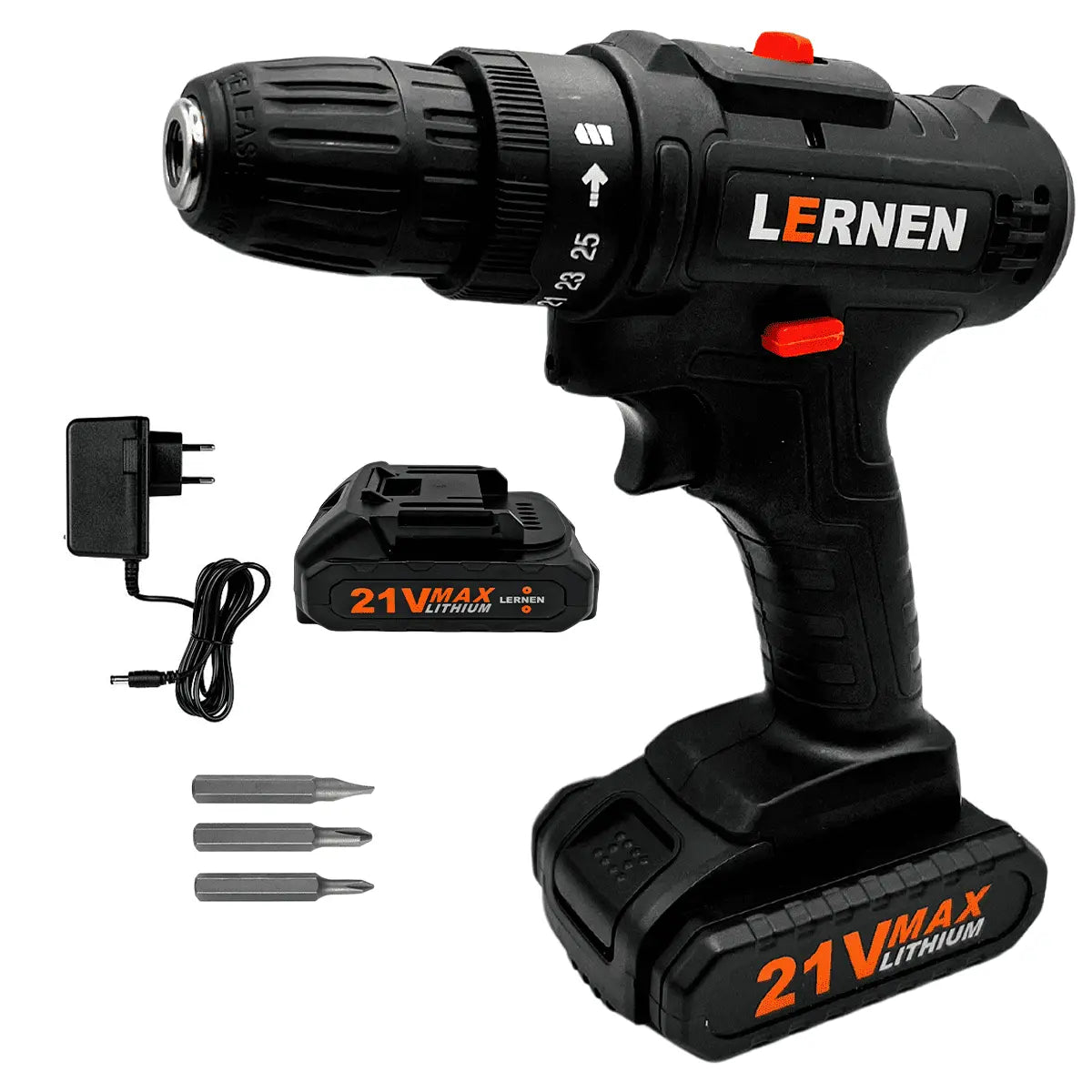 Taladro Destornillador Inalámbrico LERNEN + 1 Batería + Acc Lernen