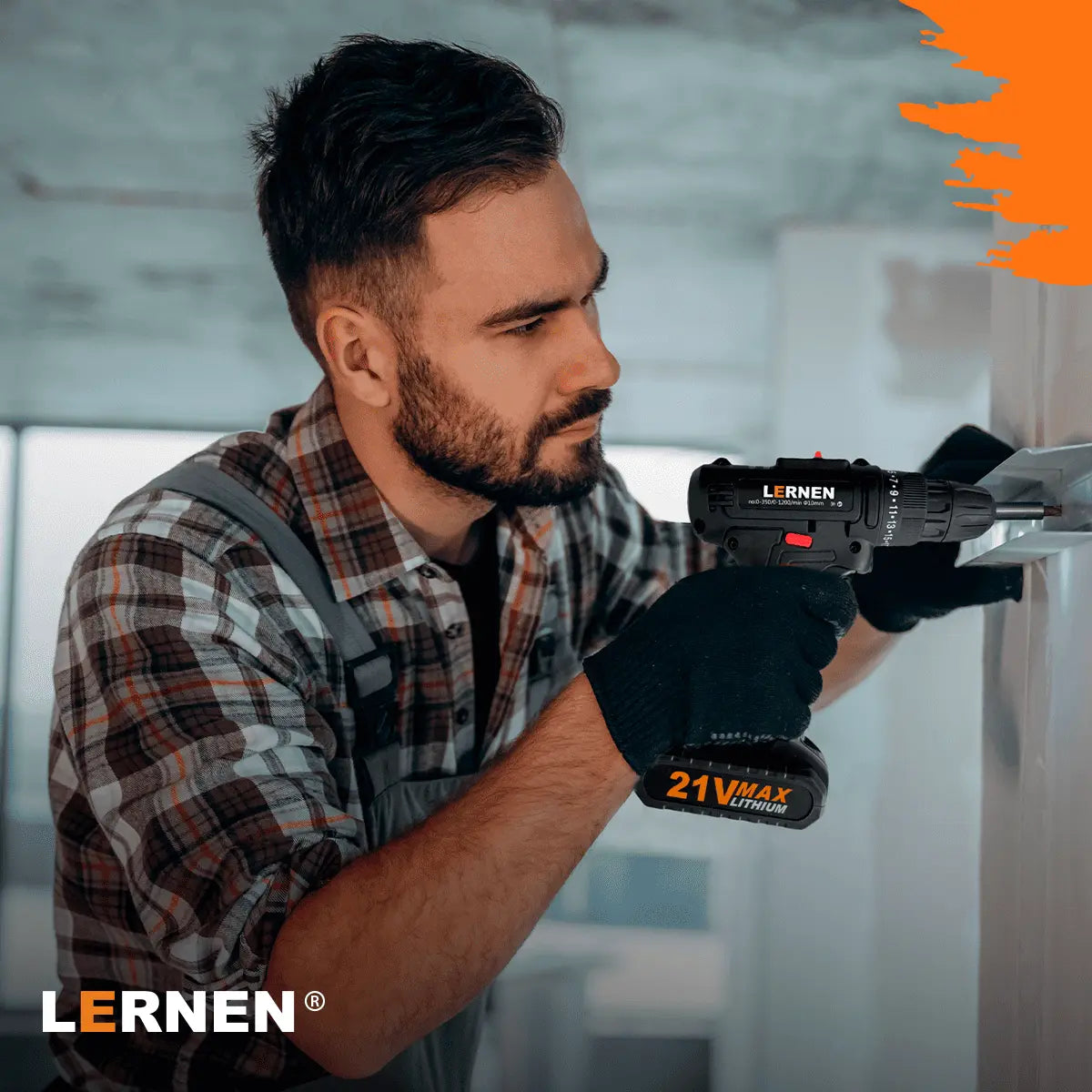 Taladro Destornillador Inalámbrico LERNEN + 2 Baterías + Acc Lernen