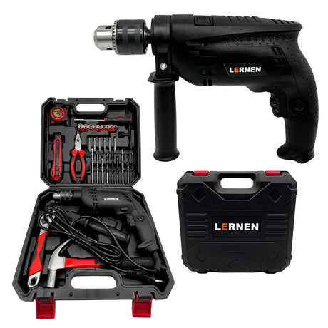 Taladro Percutor Eléctrico 13mm LERNEN + Accesorios Lernen