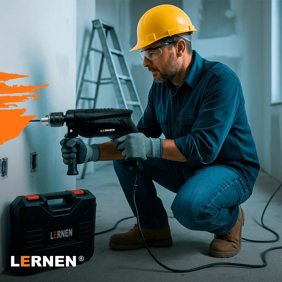 Taladro Percutor Eléctrico 13mm LERNEN + Accesorios Lernen