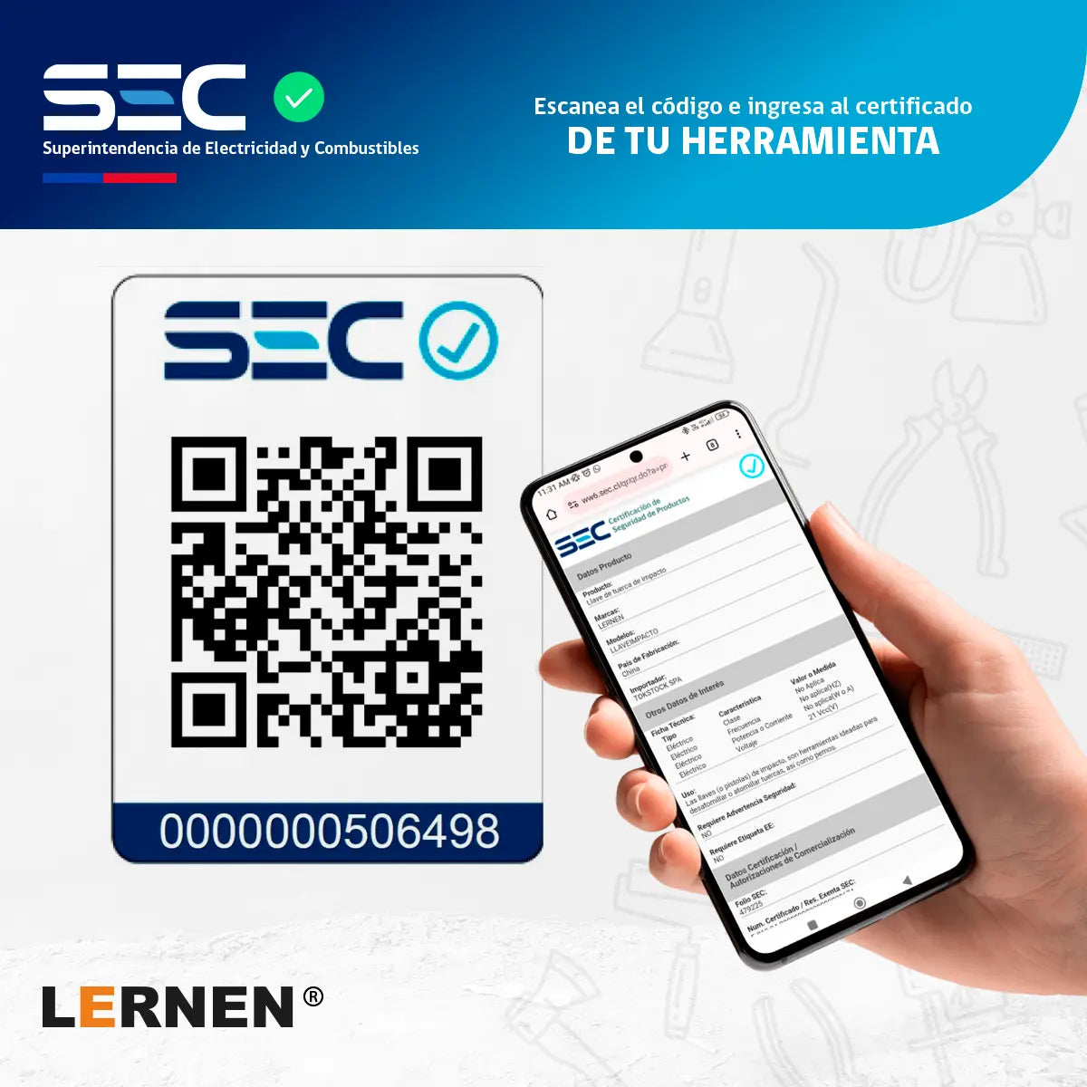 Taladro Percutor Inalámbrico LERNEN 21V + 2 Baterías + Acc Lernen