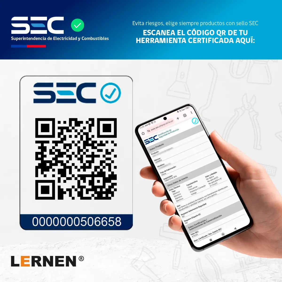 Taladro Percutor Pro Inalámbrico LERNEN 21V + 2 Baterías + Acc Lernen