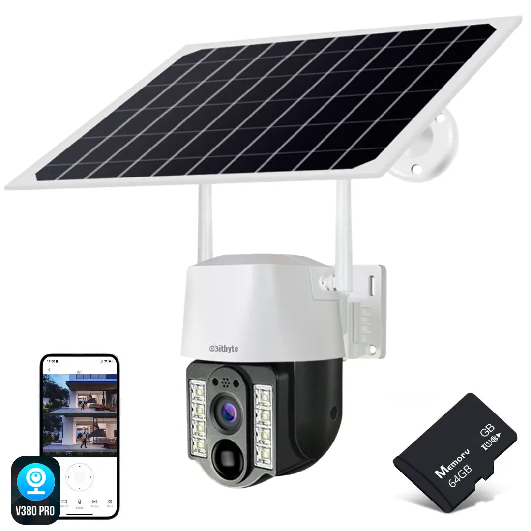 Cámara de seguridad Solar Wifi Exterior Impermeable 5MP + SD 64 GB Bitbyte