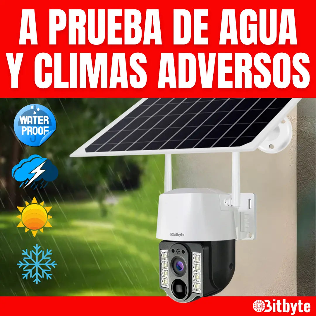 Cámara de seguridad Solar Wifi Exterior Impermeable 5MP + SD 64 GB Bitbyte