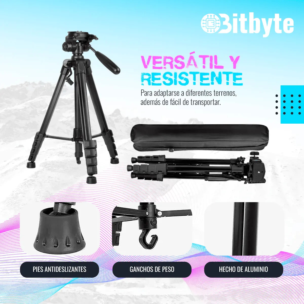 Trípode Profesional Compatible Con Celular + Bolso + Adaptador + Control Remoto Bitbyte