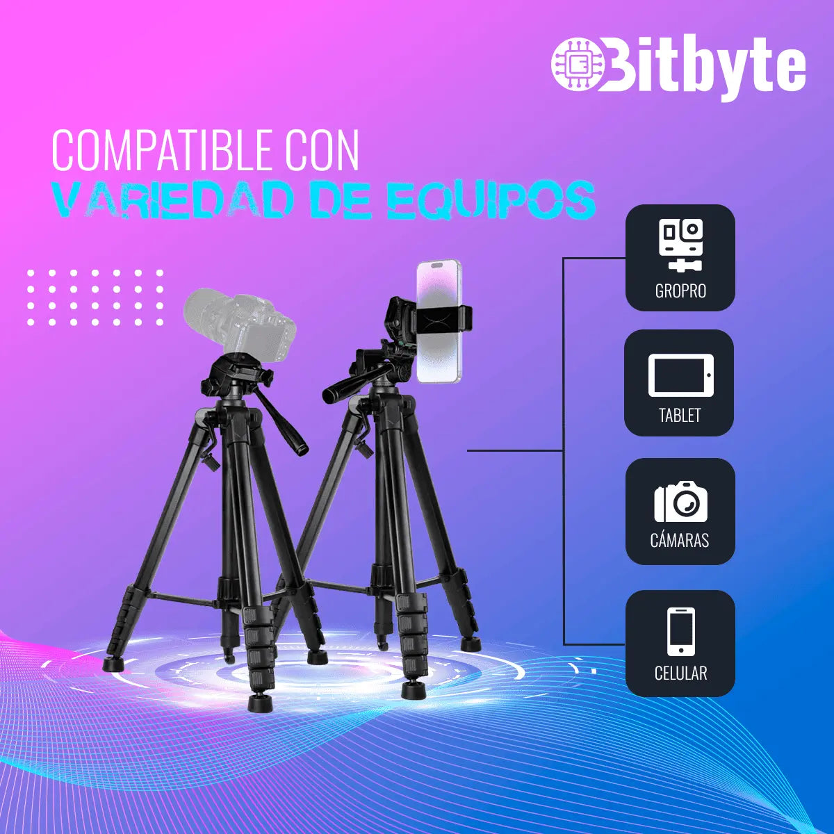 Trípode Profesional Compatible Con Celular + Bolso + Adaptador + Control Remoto Bitbyte