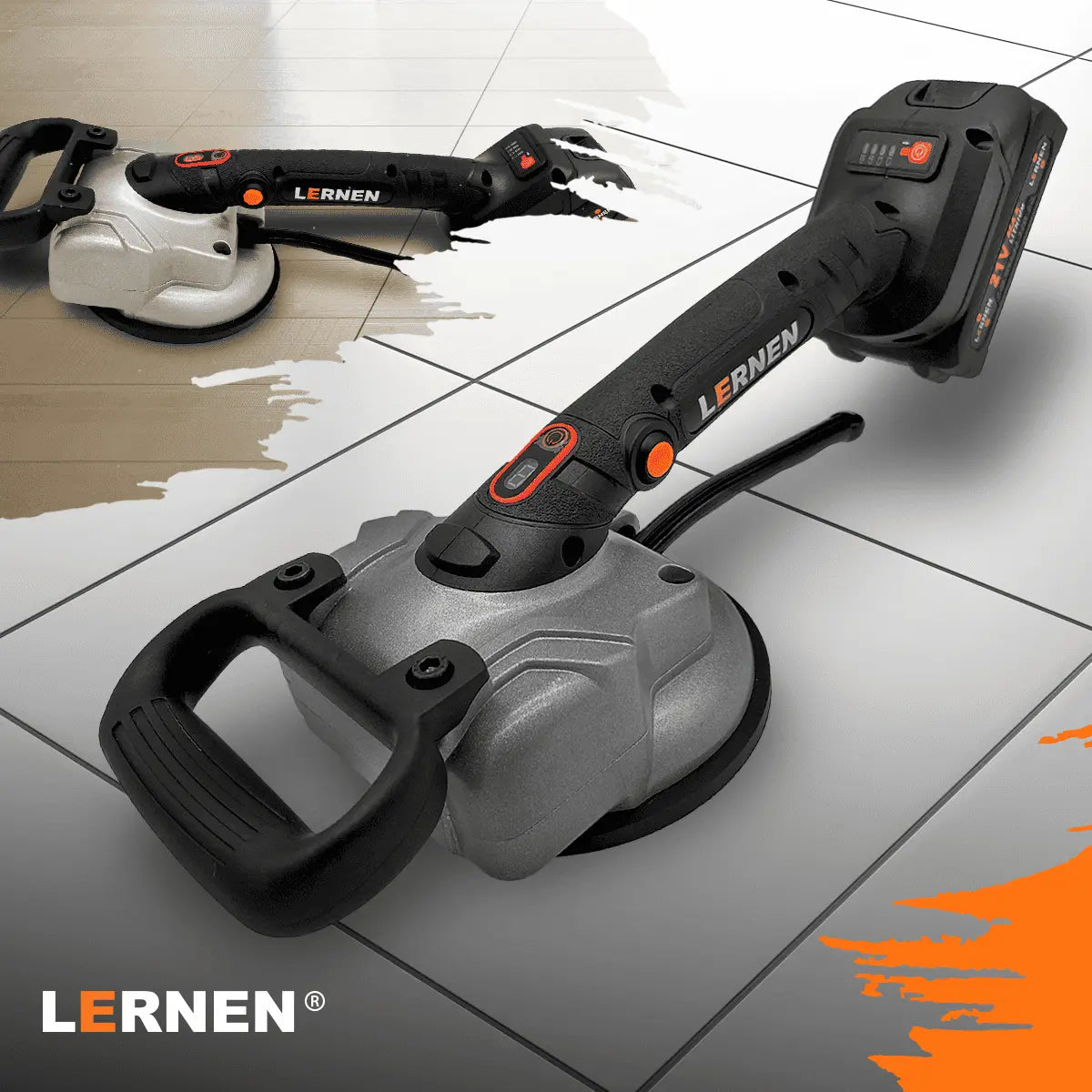 Ventosa Niveladora Vibradora Sopapa de Cerámica Inalámbrica 21V + Batería + Cargador + Rodilleras Lernen