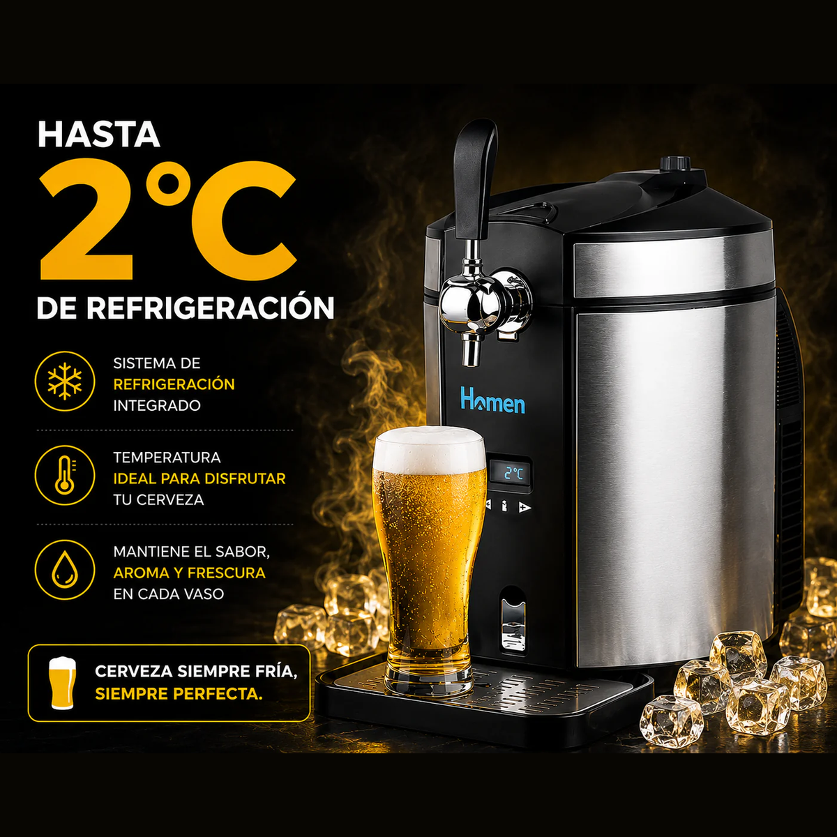 Dispensador de Cerveza 5L Homen con Sistema de Refrigeración
