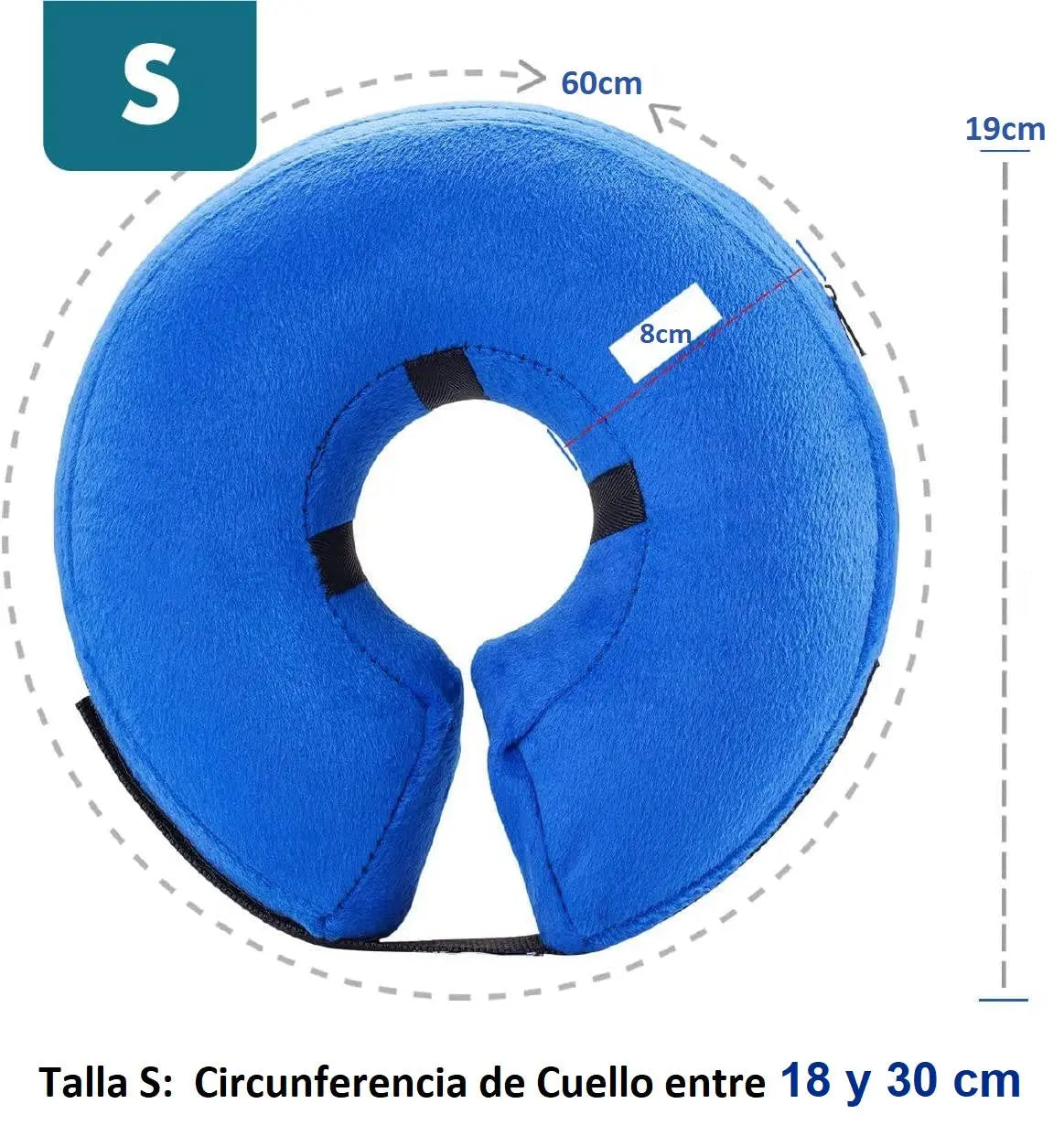 Collar Inflable Isabelino Anti Mordida Perros Gatos - Tallas S, M, L y XL Keru