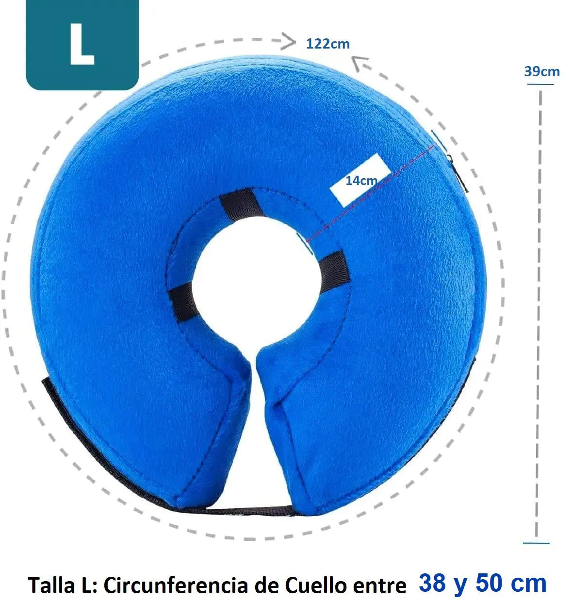 Collar Inflable Isabelino Anti Mordida Perros Gatos - Tallas S, M, L y XL Keru