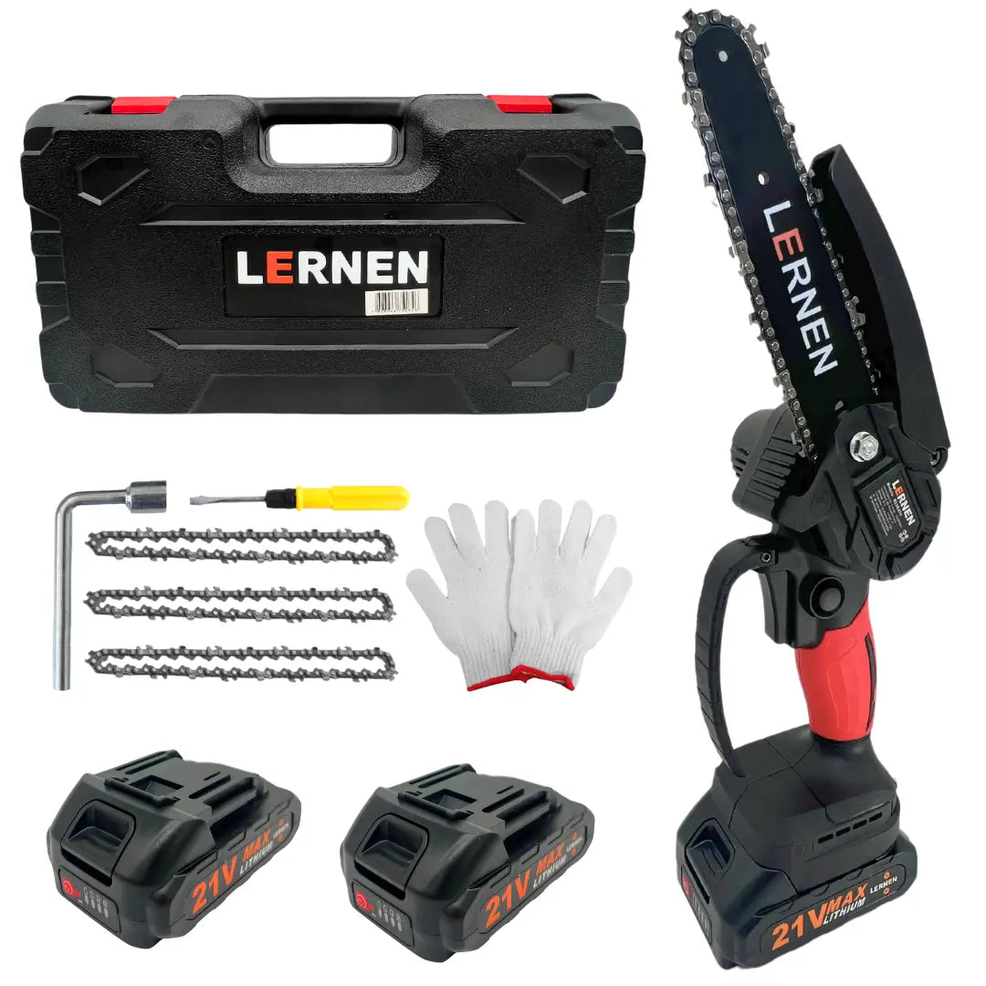 Motosierra Podadora Eléctrica 6 Pulgadas LERNEN + 2 Baterías Lernen