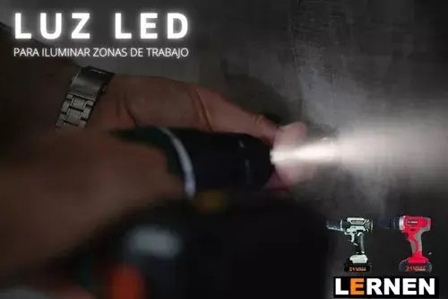 Pack Taladro Inalámbrico Percutor 2 Baterías + Set De 99 Brocas Lernen