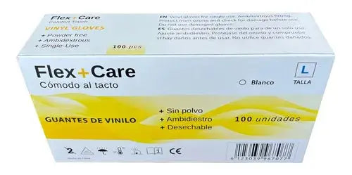 Guante de Vinilo FlexCare Certificado - Caja 100u Flexcare
