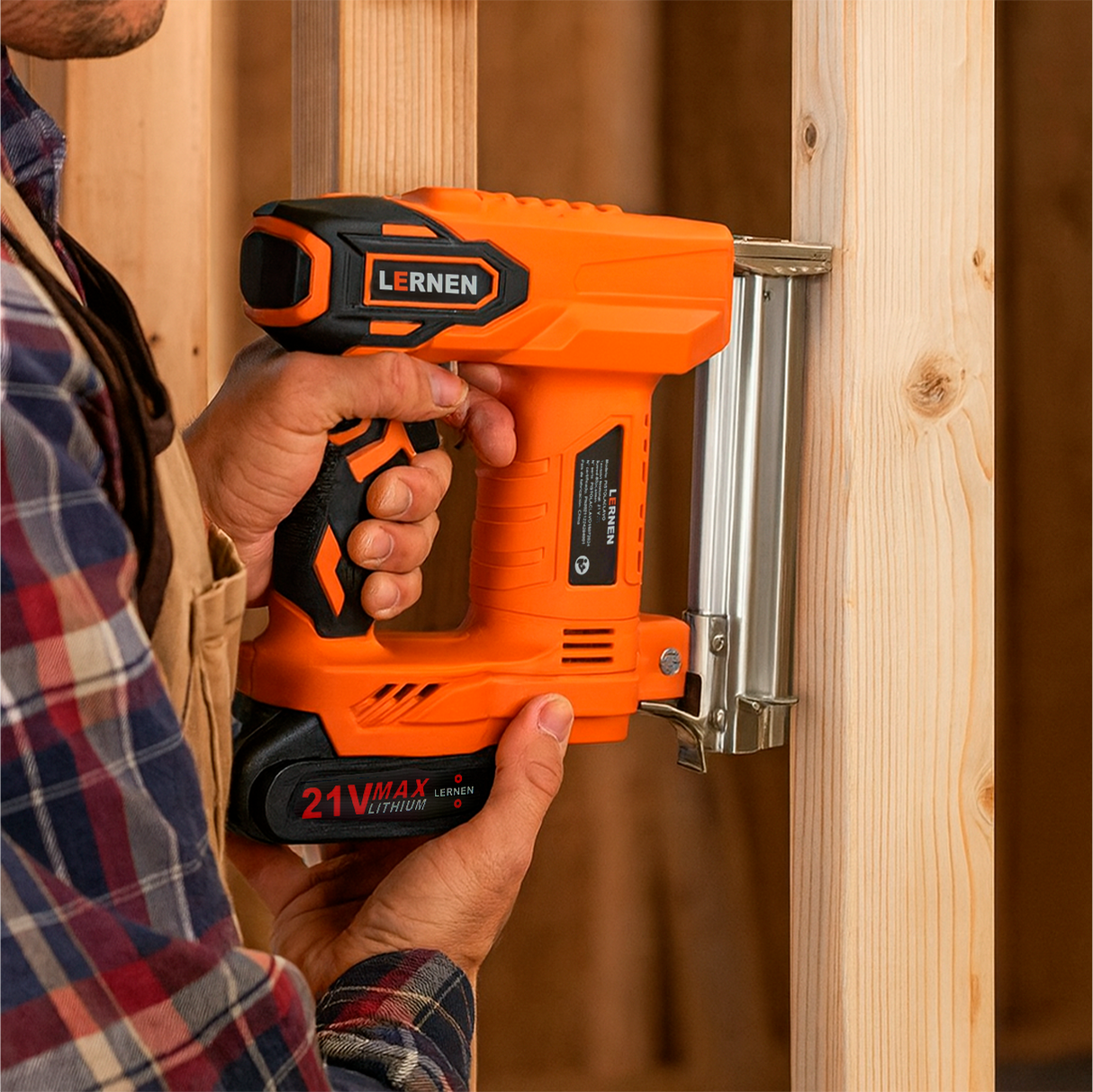 Pistola De Clavos Y Grapas Inalámbrica LERNEN + 2 Baterías Lernen